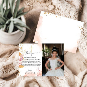 Wasserfarbenflorale erste Kommune danke Ihnen Kart Einladung