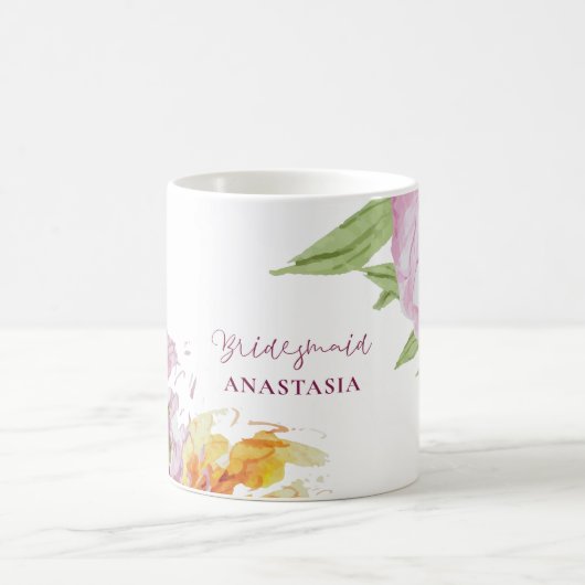 Wasserfarbenflorale Hochzeit Bridesmaid Kaffeetasse (Mittel)