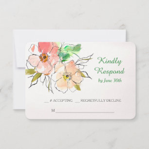 Wasserfarbenflorale Hochzeit RSVP Karte