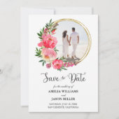 Wasserfarbenflorale Hochzeit Sichern Sie das Datum (Vorderseite)