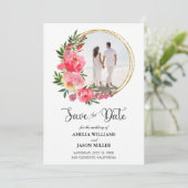 Wasserfarbenflorale Hochzeit Sichern Sie das Datum (Stehend Vorderseite)