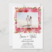 Wasserfarbenflorale Hochzeit Sichern Sie das Datum (Vorderseite)