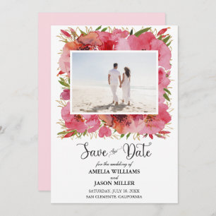 Wasserfarbenflorale Hochzeit Sichern Sie das Datum