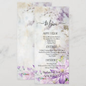 Wasserfarbenflorale Lavendel Wedding Menü Menükarte (Vorne/Hinten)