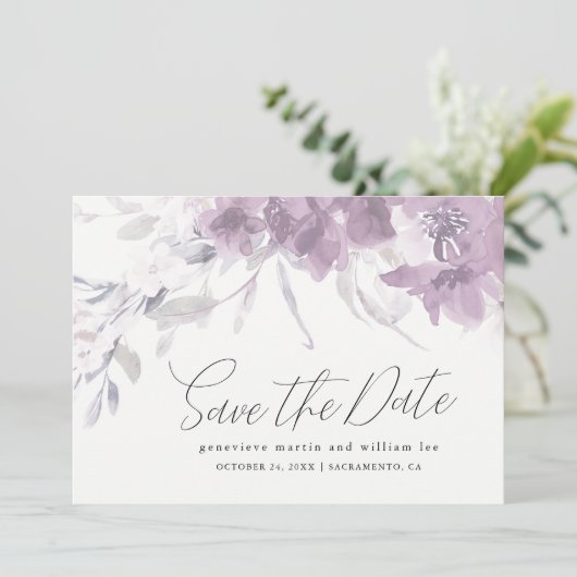 Wasserfarbenflorale Save the Date Hochzeit (Stehend Vorderseite)