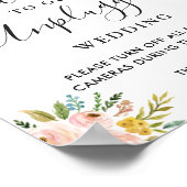 Wasserfarbenflorale Unplugged Wedding Ceremony Sig Poster (Ecke)