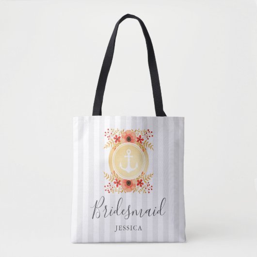Wasserfarbenflorengrübe Goldankerin Bridesmaid Tasche (Vorderseite)