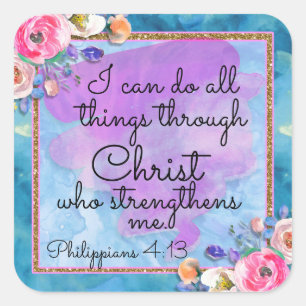 Wasserfarbenflorenkarte Christi-Karte Quadratischer Aufkleber