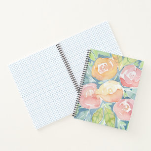 Wasserfarbenflorenpapier mit handbemalten Rose Notizblock