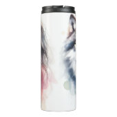 Wasserfarbenflüster: Frau und Wolf. Thermosbecher (Rückseite)