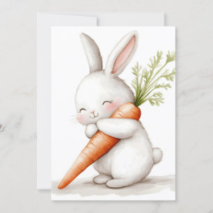 Wasserfarbenflut Bunny Carrot Liebe Feiertagskarte