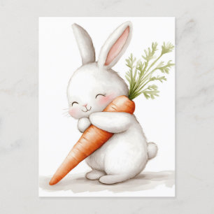 Wasserfarbenflut Bunny Carrot Liebe Feiertagspostkarte