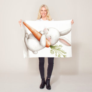 Wasserfarbenflut Bunny Carrot Liebe Fleecedecke