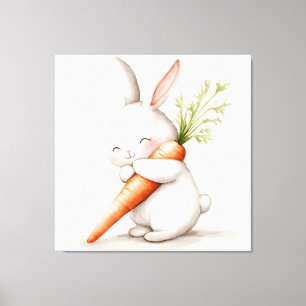Wasserfarbenflut Bunny Carrot Liebe Leinwanddruck
