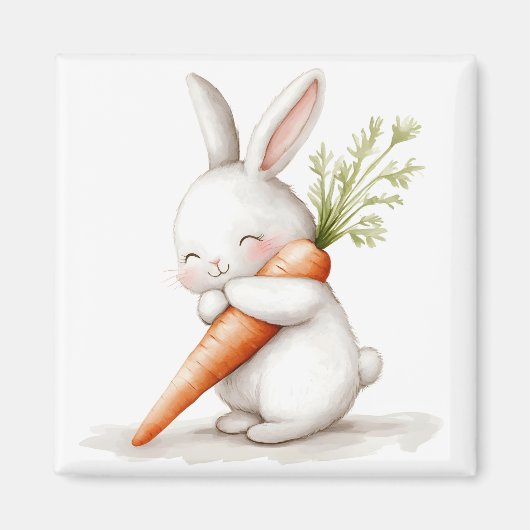 Wasserfarbenflut Bunny Carrot Liebe Magnet (Vorne)