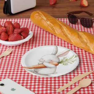 Wasserfarbenflut Bunny Carrot Liebe Pappteller