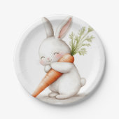 Wasserfarbenflut Bunny Carrot Liebe Pappteller (Vorderseite)