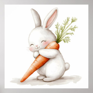 Wasserfarbenflut Bunny Carrot Liebe Poster