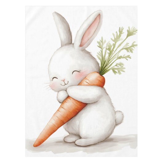 Wasserfarbenflut Bunny Carrot Liebe Tischdecke (Vorderseite)