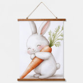 Wasserfarbenflut Bunny Carrot Liebe Wandteppich Mit Holzrahmen (Vorderseite)
