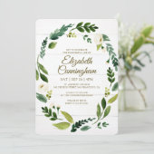 Wasserfarbenfoliage Einladung (Stehend Vorderseite)