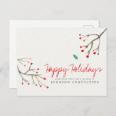 Wasserfarbenfolie | Feierliche Grüße Feiertagspostkarte (Vorne/Hinten)