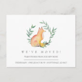 Wasserfarbenfox - Ankündigung über neue Zuhause-Be Postkarte (Vorderseite)