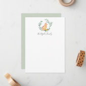 Wasserfarbenfox & Grüne Personalisierte Bodenbeläg Mitteilungskarte (Vorderseite/Rückseite Beispiel)