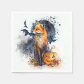Wasserfarbenfox Halloween Serviette (Vorderseite)