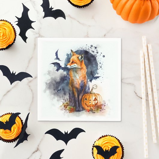 Wasserfarbenfox Halloween Serviette