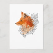 Wasserfarbenfox in Blume Postkarte (Vorderseite)