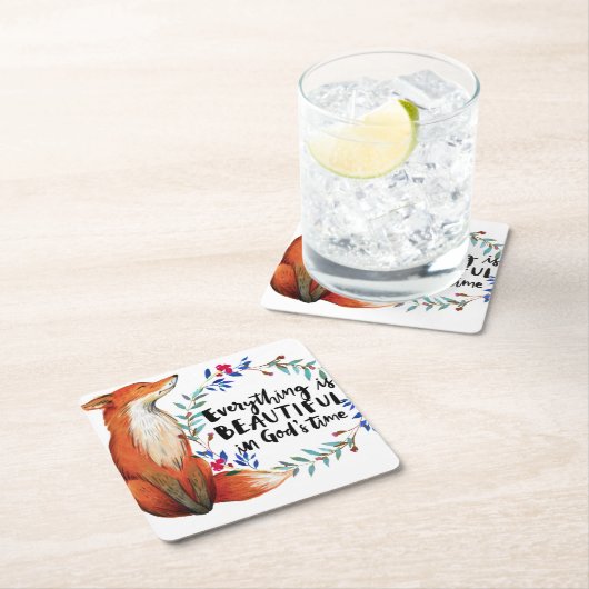 Wasserfarbenfox-Kranz-Quotient Rechteckiger Pappuntersetzer (Vor Ort)