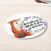 Wasserfarbenfox-Kranz-Quotient Runder Pappuntersetzer (Angewinkelt)