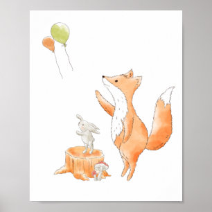 Wasserfarbenfox-Poster Poster