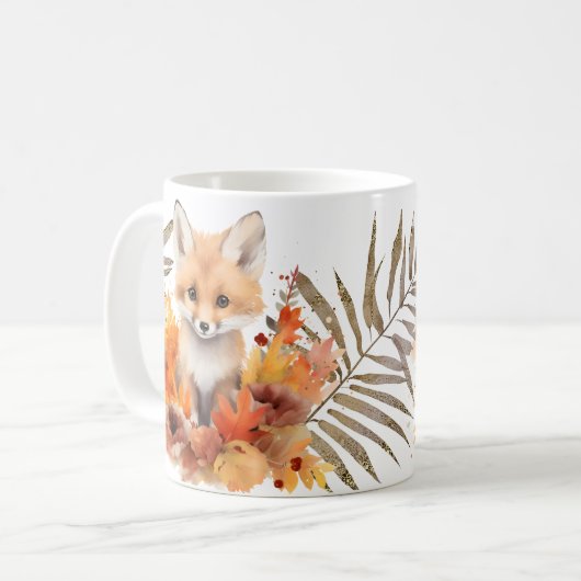 Wasserfarbenfox Rustikaler Fall Kaffeetasse (Vorderseite Links)