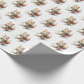 Wasserfarbenfox Skifahren auf Schnee Geschenkpapier (Ecke)