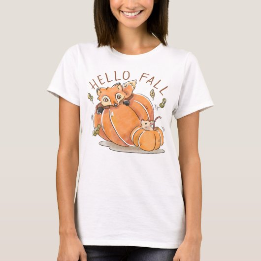 Wasserfarbenfox und Pumpkins T-Shirt (Vorderseite)
