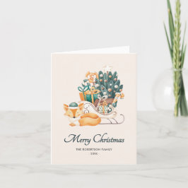 Wasserfarbenfox Weihnachtslieder Nicht-Foto gefloc Feiertagskarte