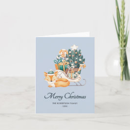 Wasserfarbenfox Weihnachtslieder Nicht-Foto gefloc Feiertagskarte