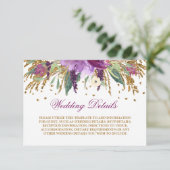 Wasserfarbenfrohe Amethyst-Hochzeitdetails Begleitkarte (Stehend Vorderseite)