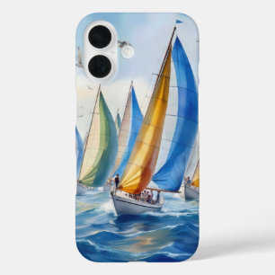 Wasserfarbenfrohe Artwork Sailboat Regatta iPhone 16 Hülle