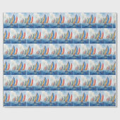 Wasserfarbenfrohe Artwork Sailboat Regatta Geschenkpapier (Flach)