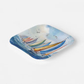 Wasserfarbenfrohe Artwork Sailboat Regatta Pappteller (Gewinkelt)
