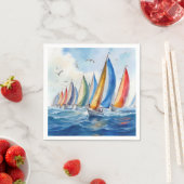Wasserfarbenfrohe Artwork Sailboat Regatta Serviette (Beispiel)