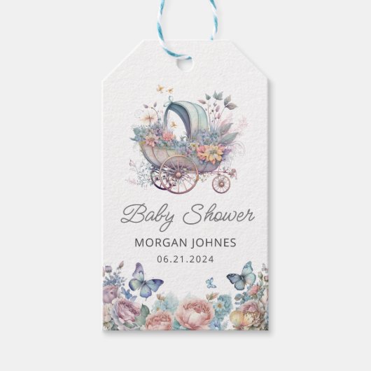 Wasserfarbenfrohe Babywinddusche Geschenkanhänger (Vorderseite)