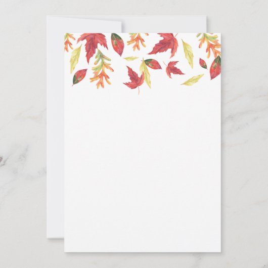 Wasserfarbenfrohe Blätter Herbstdusche Einladung (Rückseite)