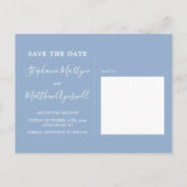 Wasserfarbenfrohe blaue Blätter, die das Datum spe Ankündigungspostkarte (Rückseite)