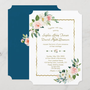 Wasserfarbenfrohe Blume Hochzeit der Goldmedaille Einladung