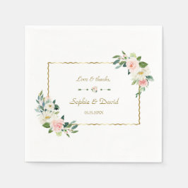 Wasserfarbenfrohe Blume Hochzeit der Goldmedaille Serviette