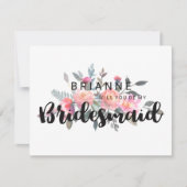 Wasserfarbenfrohe Blume wird meine Brautjungfrau Einladung (Vorderseite)